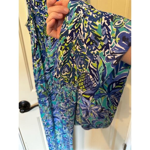 Lilly Pulitzer Paulina Blue V-Neck Sneak a Beak Drawstring Jumpsuit Size XS - Picture 10 of 10